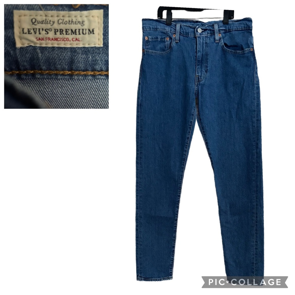 Premium Levi’s 512 Slim Taper Stretch Men’s Blue Jeans 31/32 Leather Tag, Big E